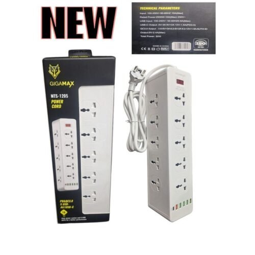 Gigamax Power Cord With 10 Ports & 5 USB & 1 Type C - MTS1205