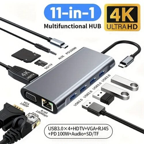 Type-C to HDTV 11-in-1 Multi-Function Dock Station Adapter