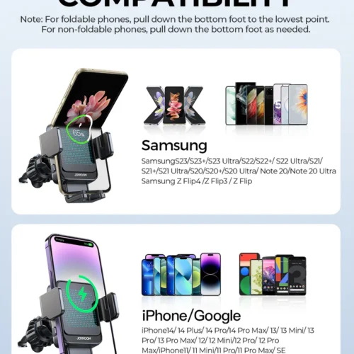 JOYROOM JR-ZS341 Wireless Car Charger 15W Holder with Gradient light (Air Vent)