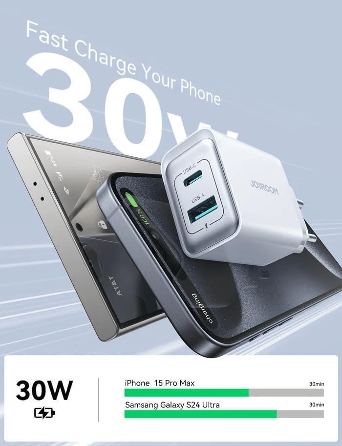 Joyroom JR-TCF15eu 30W A+C Dual-Port Charger PD 3.0 QC 3.0 FCP PPS AFC - الصورة 2