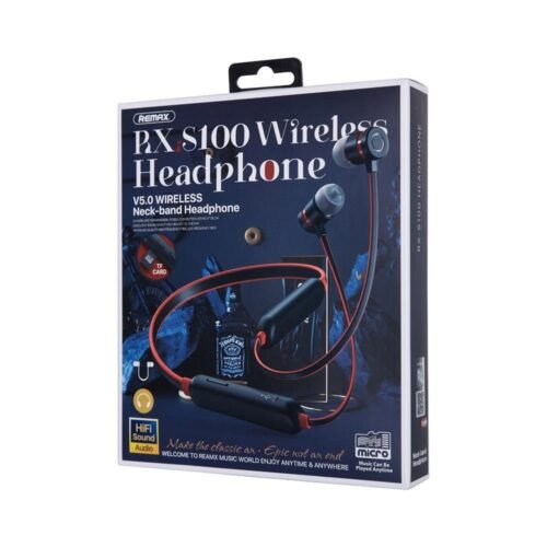 REMAX RX-S100 Wireless Headphones, Bluetooth Headphones, Neckband, Support SD Card