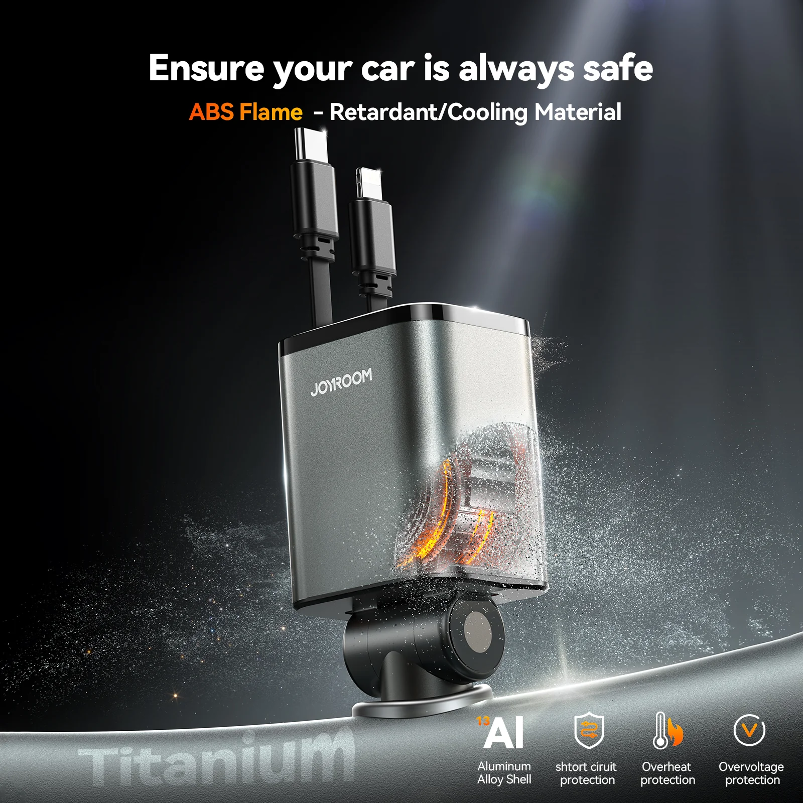 JOYROOM JR-CCL05 65W 4-in-1 Retractable Cable Car Charger - الصورة 8