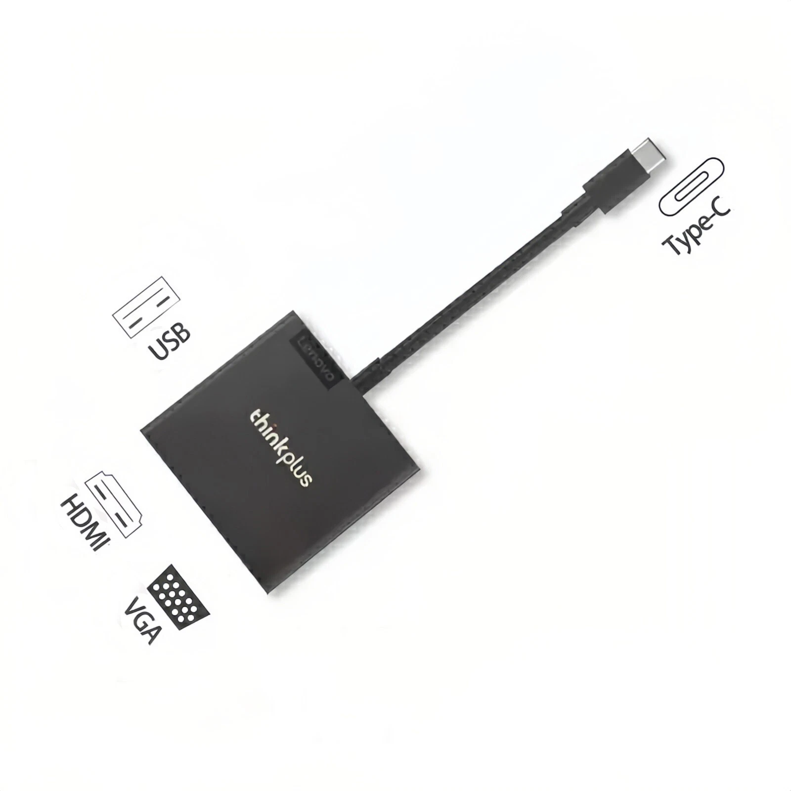 Lenovo Thinkplus USB-C Hub Type C to HDMI VGA USB 3in1 adapter 4K HDMI - الصورة 4