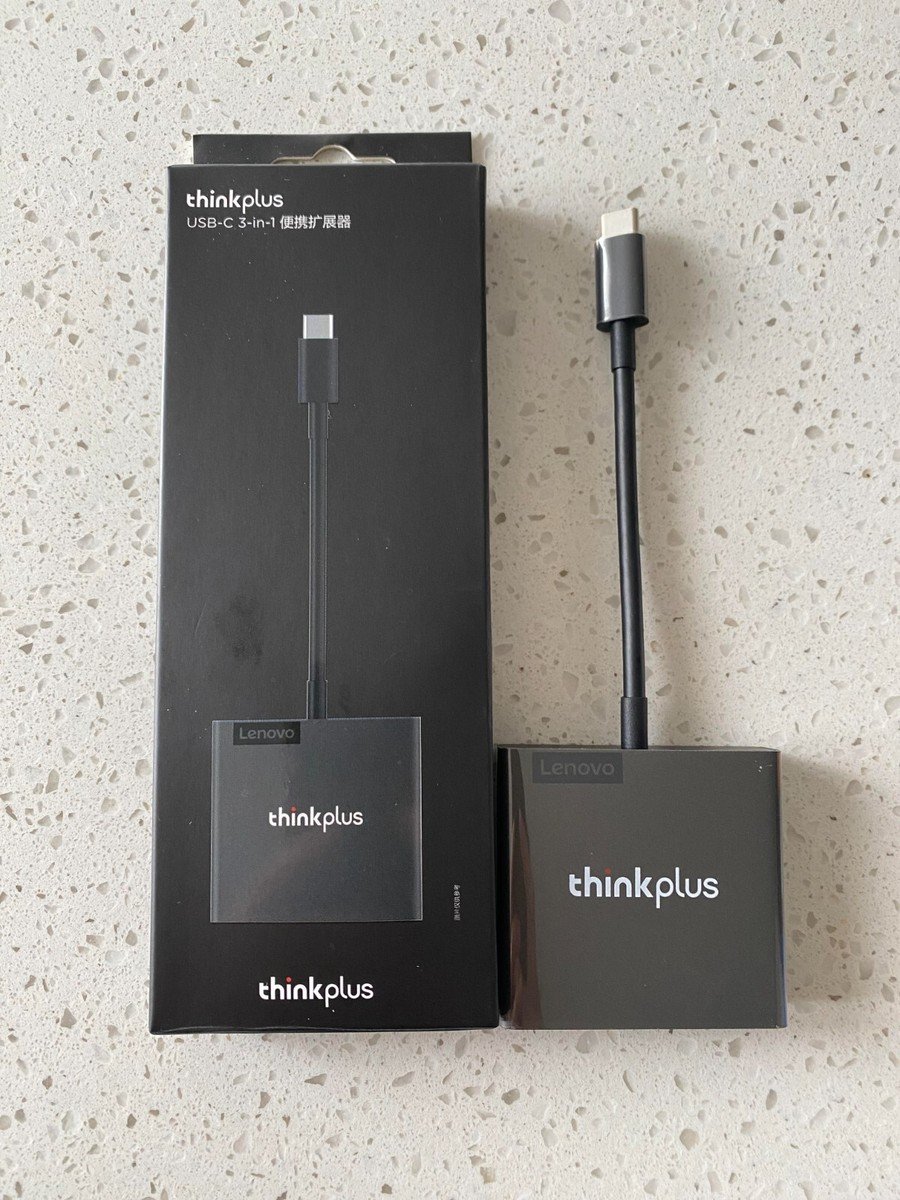 Lenovo Thinkplus USB-C Hub Type C to HDMI VGA USB 3in1 adapter 4K HDMI - الصورة 2