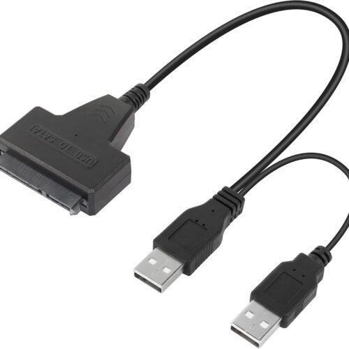 This USB 2.0 to SATA III Adapter Cable is a specialized Y-cable designed for 2.5-inch drives. Unlike standard single-head cables, this "Dual USB" version utilizes a secondary USB connector to provide supplementary power for high-performance mechanical hard drives.