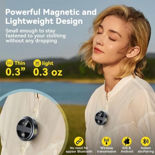 SX21 Magnetic Wireless Portable Lavalier Microphone for iPhone and Android with Noise Reduction