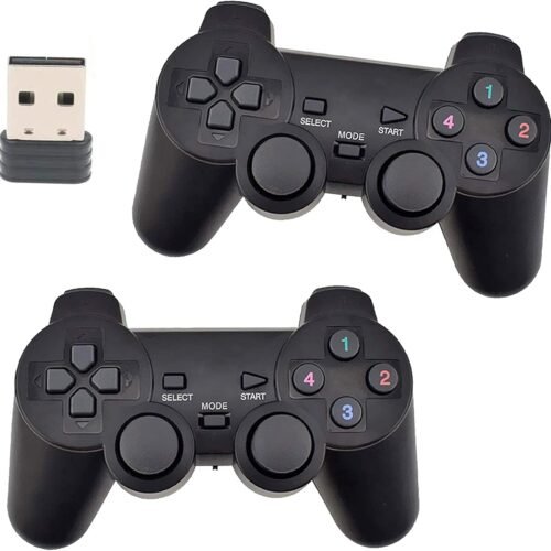 The 2.4GHz USB Twins Wireless Rechargeable Game Controller set is a popular "2-in-1" gaming solution. It typically consists of two matching gamepads that share a single USB wireless receiver, allowing for two-player action on a single device without cord clutter.