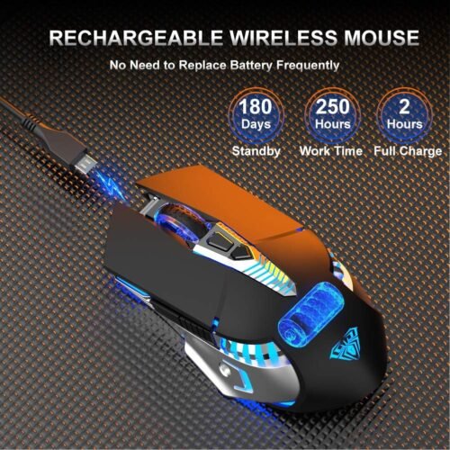 AULA SC200 Rechargeable Bluetooth+Wireless Gaming Mouse RGB