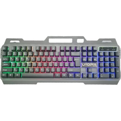 The Utopia K-102 Gaming Keyboard is a durable, entry-level gaming peripheral known for its sturdy build and dual-language support.
