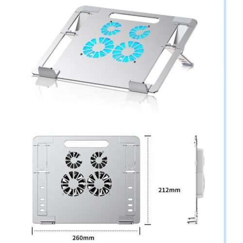 The Z23A Aluminum Laptop Tablet Stand is a premium cooling solution designed for heavy-duty use. It combines the structural stability of a Z-type aluminum stand with an active quadruple-fan cooling system