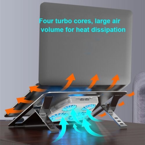 Z23A Aluminum Laptop Tablet Stand/ 4 Fans / 2 USB Out /Silver