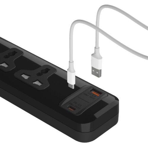 iLock 5109 Power Strip with 3 Outlets 2 USB Ports USB-C USB-A Fast Charging 2M مشترك كهرباء