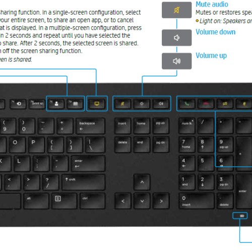 HP Collaboration Slim Wireless Keyboard S001K - Rechargable