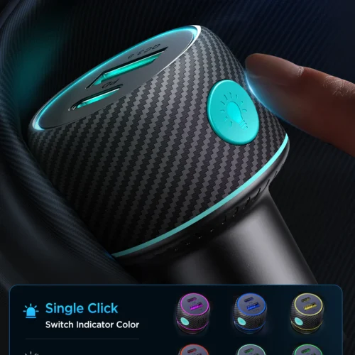 JOYROOM JR-CCN01 60W 1A+1C Multi-Color Car Charger with Light Button