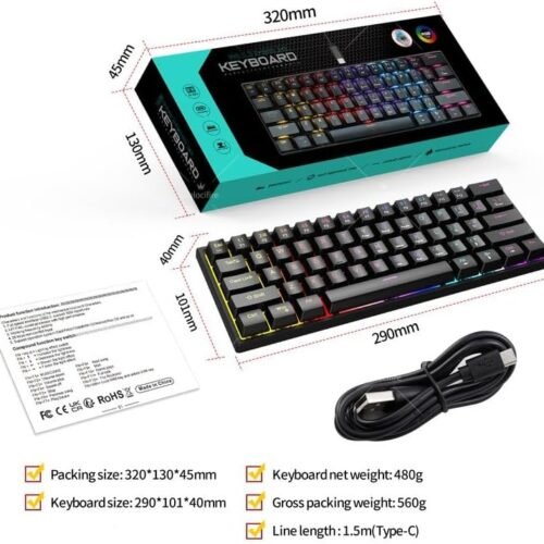 GIGAMAX GM800 Mechanical Gaming Keyboard - Blue Switch