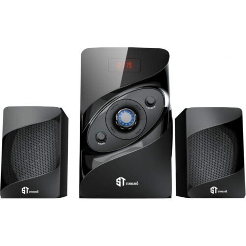 The ST Standard Wave 2500 is a 2.1 multimedia speaker system designed for high-fidelity audio, featuring a built-in powerful amplifier and versatile connectivity options.