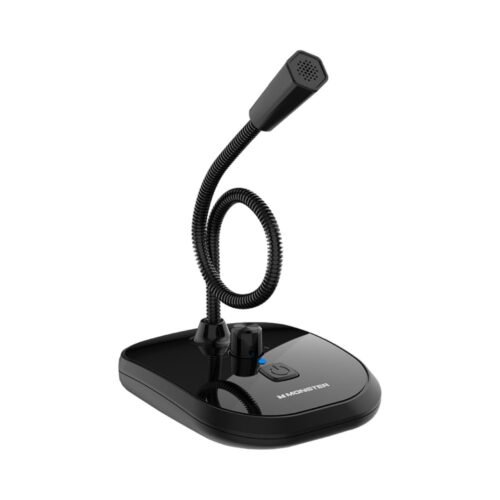 The Monster Airmars GM02 is a gaming-focused desktop microphone featuring a flexible gooseneck and integrated lighting. It is designed for clear voice communication in gaming, streaming, and online meetings.