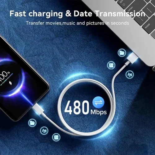 كابل Recci RTC-P05C بقوة 66 وات - USB to Type-C | طول 1.5 متر للشحن السريع