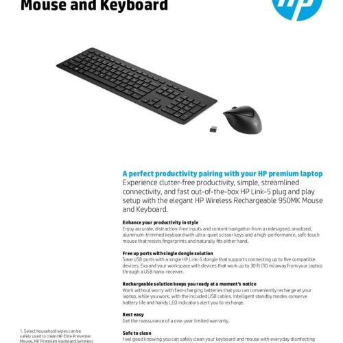 HP 950MK Wireless Rechargeable keyboard and mouse set