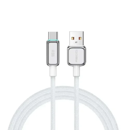 اشتري كابل Recci RS42C USB to Type-C الأصلي بقوة 100W وطول 150 سم. شحن فائق السرعة، خامة قوية مضفرة، وإضاءة LED. الحل المثالي للموبايل واللابتوب في مصر.