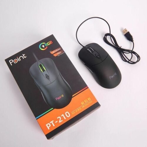 Point PT-210 USB Wired RGB Gaming Mouse 3600Dpi  LED Lighting - Black ماوس جيمينج بوينت