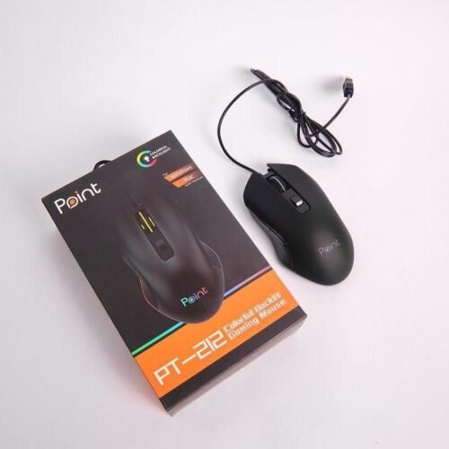 Point PT-212 USB Wired RGB Ergonomic Gaming Mouse Black ماوس جيمينج بوينت