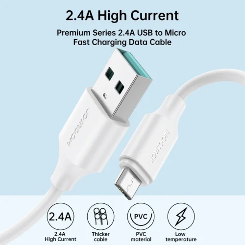 اشتري كابل شحن سريع ميكرو جويروم Joyroom S-UM018A9 بقوة 2.4A. خامات PVC متينة، نقل بيانات سريع 480Mbps، وحماية كاملة لأجهزتك