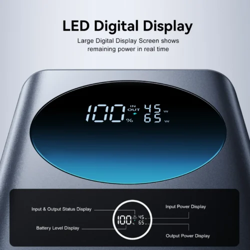 JOYROOM JR-PBF05 Pro 65W Digital Display Fast Charging Power Bank 30000mAh - Black باوربنك جويروم ٦٥ واط ٣٠٠٠٠ مللي أمبير
