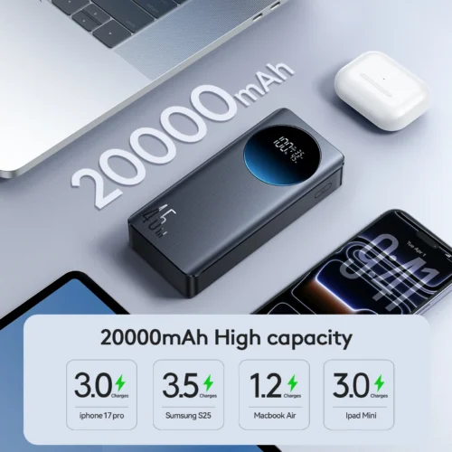 Joyrooom JR-PBF02 Pro, 45W Power Bank 20000mAh, Black,  باوربنك ٤٥ واط ٢٠٠٠٠ ملي أمبير