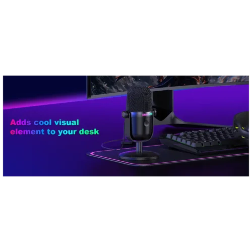 ONIKUMA M830 Mini RGB Gaming Microphone USB Desktop Condenser Black مايك جيمنج بإضاءة RGB