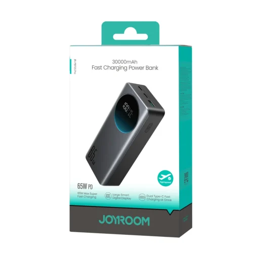 JOYROOM JR-PBF05 Pro 65W Digital Display Fast Charging Power Bank 30000mAh - Black باوربنك جويروم ٦٥ واط ٣٠٠٠٠ مللي أمبير