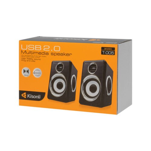 Speaker Kisonli T-005, 2x3W, USB, Black سماعة كيسونلي مكتبية