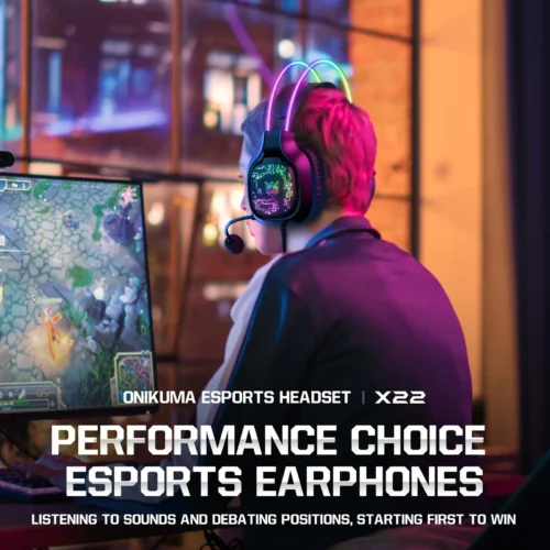 ONIKUMA X22 Noise Cancellation Microphone Multi-Platform RGB Wired Gaming Headset White هيدفون جيمنج مع مايك عازل للضوضاء