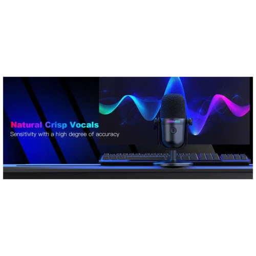 ONIKUMA M830 Mini RGB Gaming Microphone USB Desktop Condenser Black مايك جيمنج بإضاءة RGB