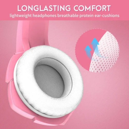 Onikuma K5 Gaming Headset With Mic And Noise Cancelling - Pink هيدفون جيمينج بينك