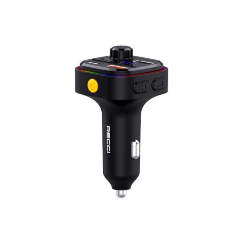 Recci RQ08 Car Charger QC 15W 2 USB + 1 Type-C + FM Transmitter شاحن موبايل سيارة