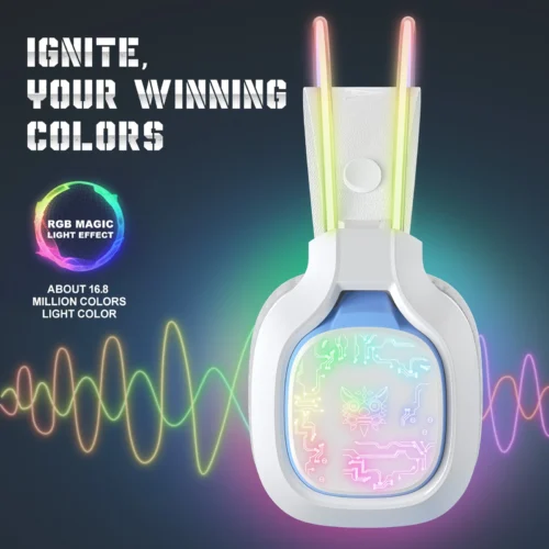 ONIKUMA X22 Noise Cancellation Microphone Multi-Platform RGB Wired Gaming Headset White هيدفون جيمنج مع مايك عازل للضوضاء