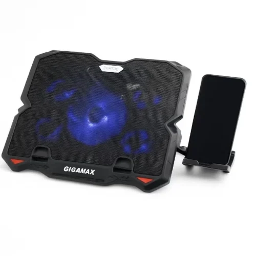 احمِ جهازك من السخونة مع Gigamax GM90. مبرد لابتوب بـ 5 مراوح هادئة، إضاءة Blue LED، حامل هاتف، ومنفذين USB. مثالي للجيمرز والمحترفين في مصر بأفضل سعر.