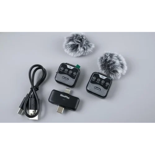 NeePho NP-60 Dual Wireless Collar Clip Microphone with Charging Case AI Noise Cancellation Plug & Play Apple & Type C مايك وايرلس لصناع المحتوى
