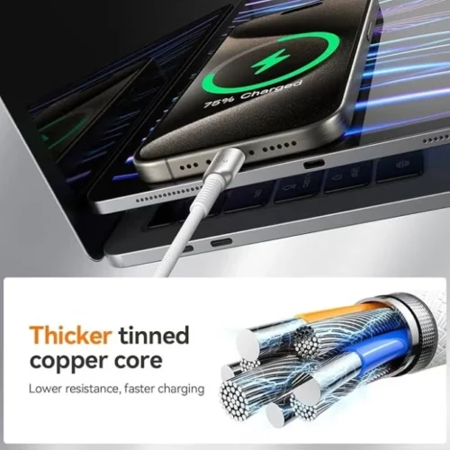 Joyroom S-A51 60W Fast Charging Type-C to Type-C Data Cable, 1.2m, Advanced Series كابل شحن سريع ٦٠ واط تايب سي