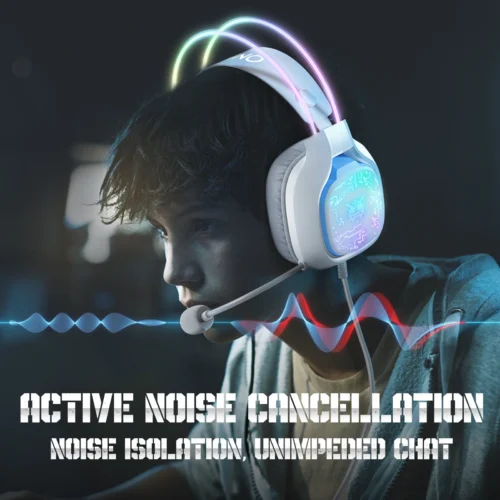 ONIKUMA X22 Noise Cancellation Microphone Multi-Platform RGB Wired Gaming Headset White هيدفون جيمنج مع مايك عازل للضوضاء
