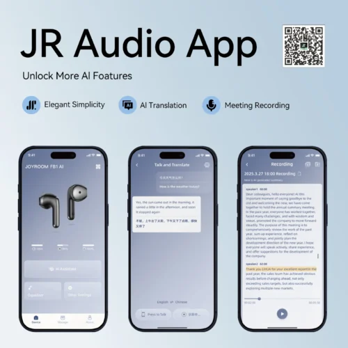 Joyroom JR-FB1 True Wireless Earbuds (AI Version) -  Black آيربود جوي روم تعمل بالAI