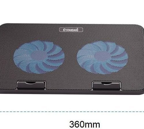 Standard ICE-02 Non-Slip Laptop Cooling Pad with 2 Fans, Blue LED Light, 2 USB Ports مبرد لابتوب