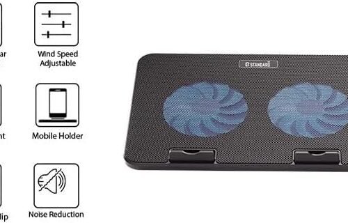 Standard ICE-02 Non-Slip Laptop Cooling Pad with 2 Fans, Blue LED Light, 2 USB Ports مبرد لابتوب