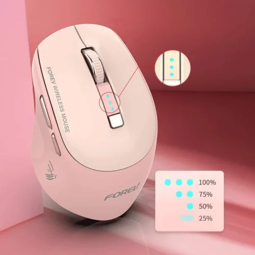 Forev FV-985 Rechargeable Dual Mode Blutooth 2.4G Wireless Mouse 10m Silent Clik 4 Buttons 1600 DPI Beige ماوس وايرلس