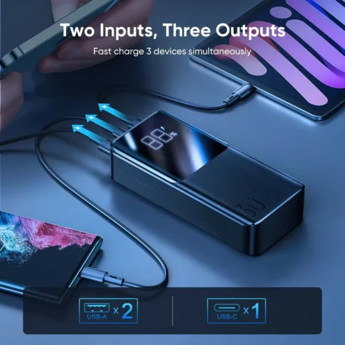 JOYROOM JR-QP193 30000mah 22.5W fast charging powerbank with LCD display باوربنك جويروم ٣٠٠٠٠ مللي أمبير