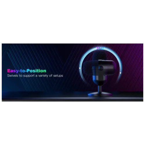 ONIKUMA M830 Mini RGB Gaming Microphone USB Desktop Condenser Black مايك جيمنج بإضاءة RGB
