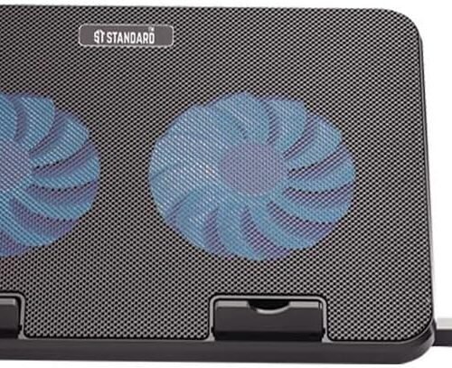 Standard ICE-02 Non-Slip Laptop Cooling Pad with 2 Fans, Blue LED Light, 2 USB Ports مبرد لابتوب