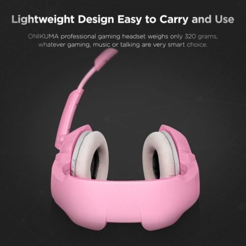 Onikuma K5 Gaming Headset With Mic And Noise Cancelling - Pink هيدفون جيمينج بينك