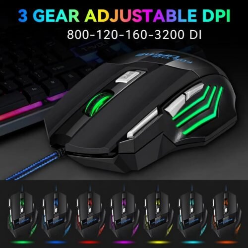 Jedel GM611 USB Wired Gaming Mouse 7 Buttons 3200 Adjustable DPI RGB Gaming Braided Cord 1.5M ماوس جيمينج ٣٢٠٠ dpi